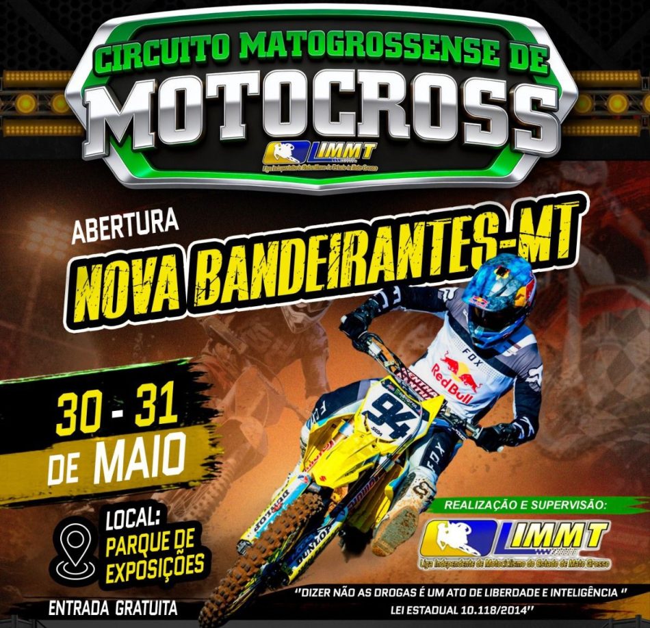 Motocross: Nova Bandeirantes sedia abertura do Circuito Mato-grossense em 30 e 31 de maio