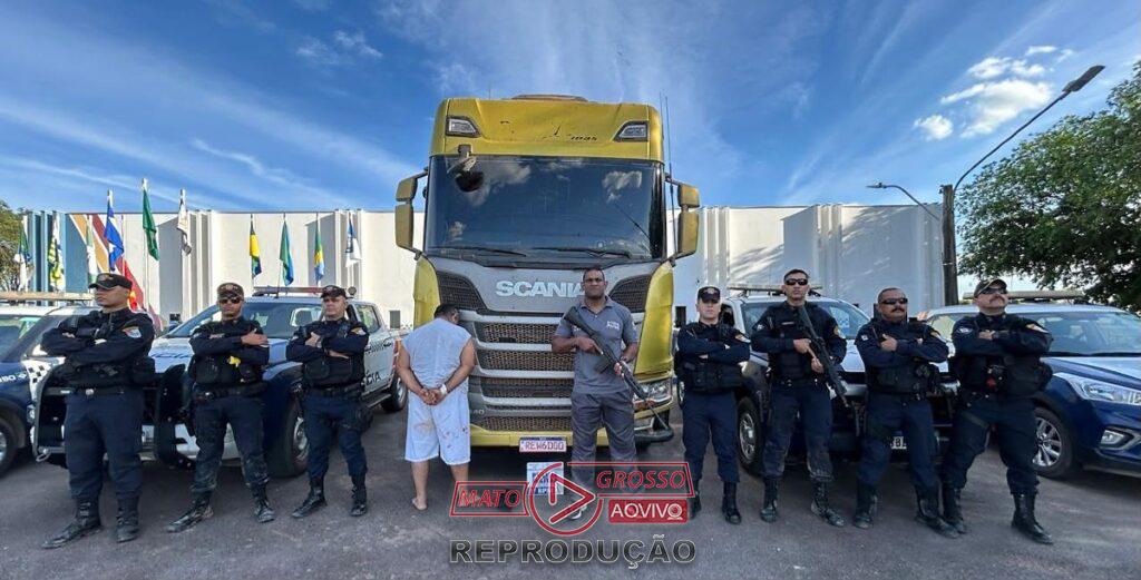 Ladrão de Scania é baleado pela PM em Mato Grosso após perseguição e fuga em rio