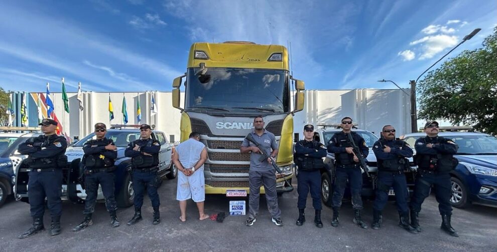 Ladrão de Scania é baleado pela PM em Mato Grosso após perseguição e fuga em rio