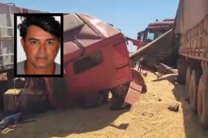 Motorista de 58 anos morre em violenta batida entre carretas na Mt-438