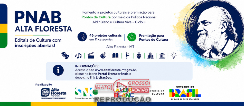 Alta Floresta investe na cultura com editais da PNAB para 46 projetos e Pontos de Cultura.