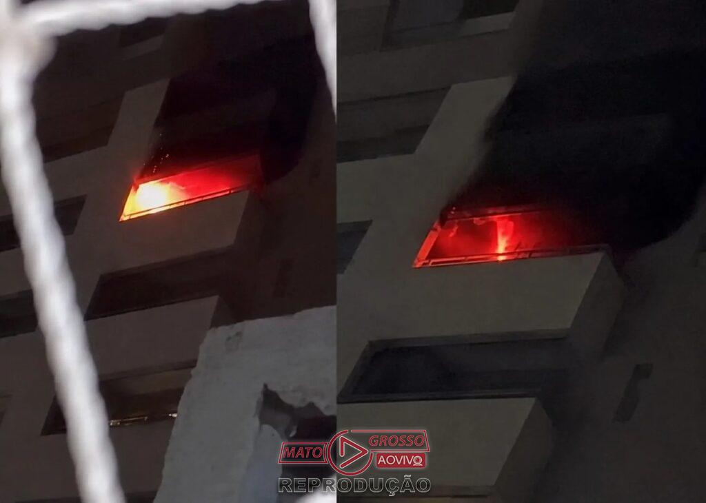 Bombeiros evitam tragédia ao controlar fogo no 13º andar de prédio evacuado em Cuiabá