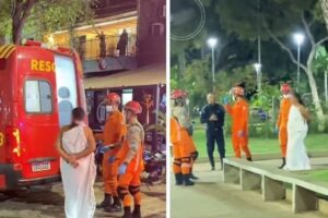 Cáceres: Mulher em crise mental é socorrida após incidente em chafariz de praça central