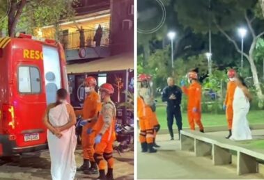 Cáceres: Mulher em crise mental é socorrida após incidente em chafariz de praça central