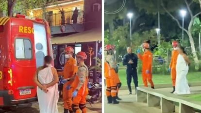 Cáceres: Mulher em crise mental é socorrida após incidente em chafariz de praça central