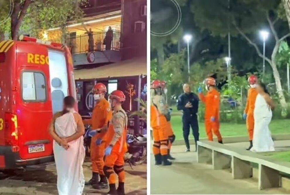 Cáceres: Mulher em crise mental é socorrida após incidente em chafariz de praça central