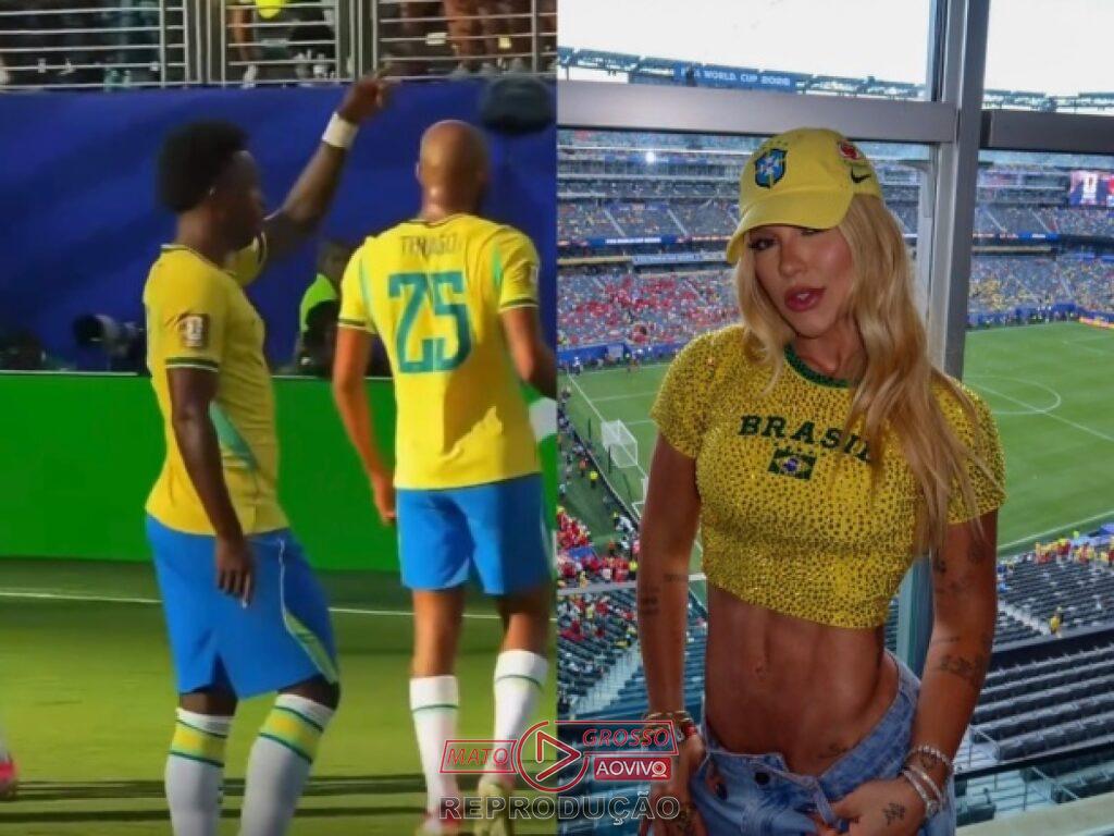 Vini Jr. marca para o Brasil e dedica gol a Virginia Fonseca, atiçando rumores