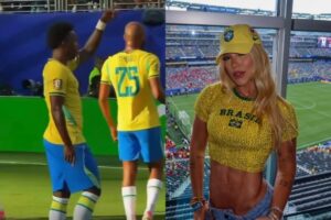 Vini Jr. marca para o Brasil e dedica gol a Virginia Fonseca, atiçando rumores