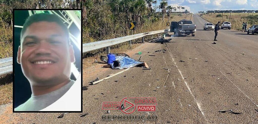Fabricio Batista, 35, morre domingo em colisão de moto e Amarok na Mt-010, São José. Moto incendiou.
