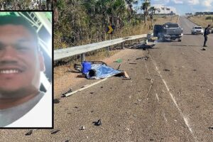 Fabricio Batista, 35, morre domingo em colisão de moto e Amarok na Mt-010, São José. Moto incendiou.