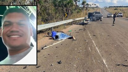 Fabricio Batista, 35, morre domingo em colisão de moto e Amarok na Mt-010, São José. Moto incendiou.