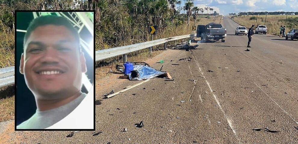 Fabricio Batista, 35, morre domingo em colisão de moto e Amarok na Mt-010, São José. Moto incendiou.