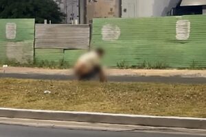 Vídeo de homem defecando em canteiro da Avenida Beira Rio viraliza em Cuiabá