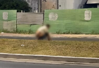 Vídeo de homem defecando em canteiro da Avenida Beira Rio viraliza em Cuiabá