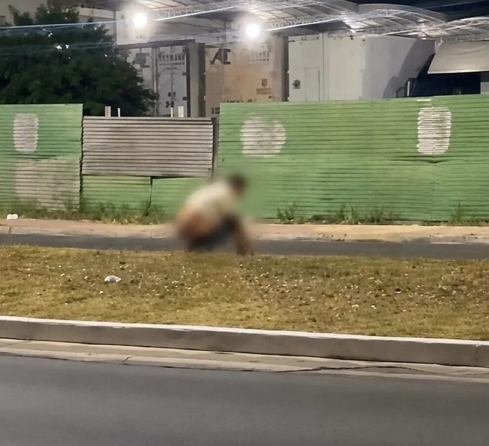 Vídeo de homem defecando em canteiro da Avenida Beira Rio viraliza em Cuiabá