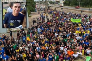 Flávio Bolsonaro mobiliza direita em Marcha para Jesus que parou Cuiabá