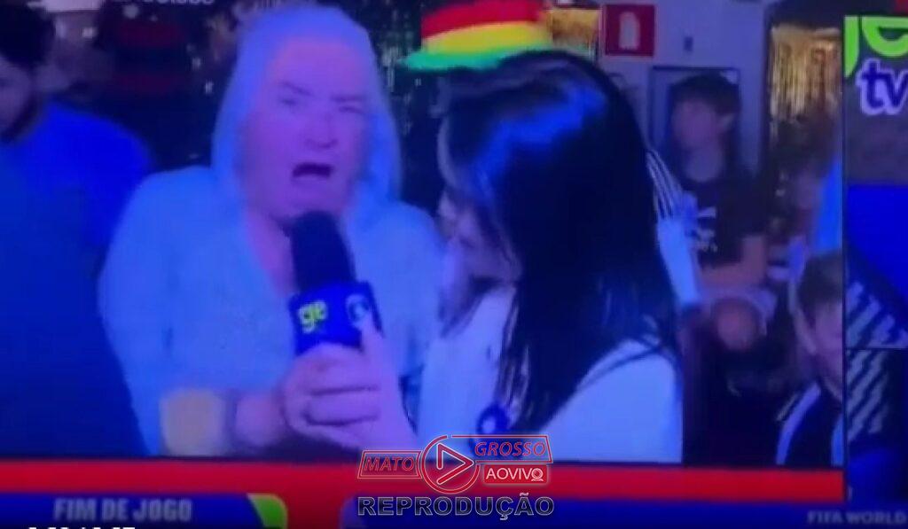 Torcedora surpreende repórter do GE TV com gritos contra Lula em transmissão da Copa