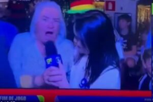 Torcedora surpreende repórter do GE TV com gritos contra Lula em transmissão da Copa