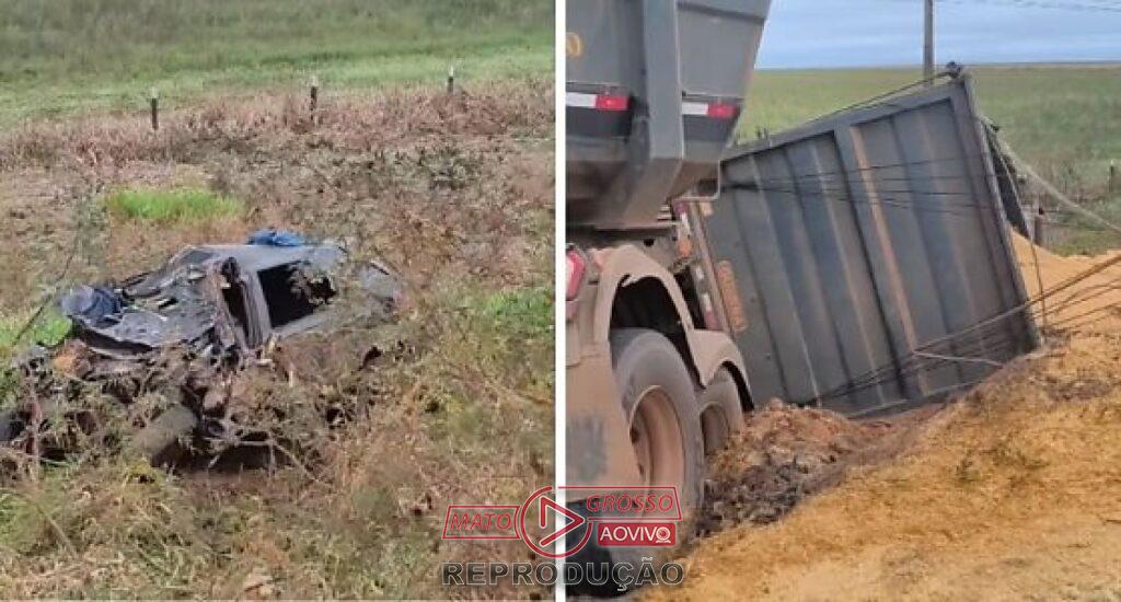 Acidente fatal na Br-364 em Comodoro: homem de 51 anos morre em batida entre Palio e carreta