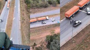 Prisão espetacular de ladrão de Hilux na Br-070 em Jangada é flagrada por helicóptero